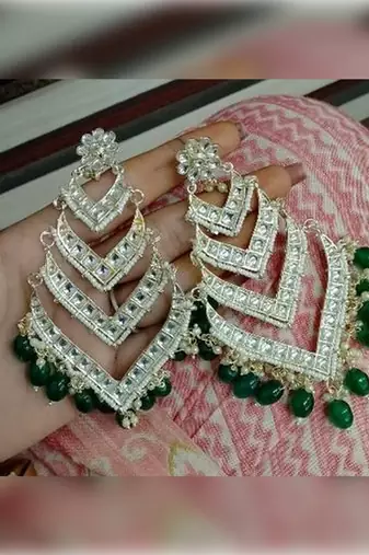 Elegant layered kundan pearl earrings - handcrafted multi-tier chandbaali jhumkas - bridal wedding statement jewelry