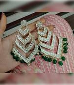 Elegant layered kundan pearl earrings - handcrafted multi-tier chandbaali jhumkas - bridal wedding statement jewelry