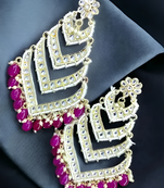 Elegant layered kundan pearl earrings - handcrafted multi-tier chandbaali jhumkas - bridal wedding statement jewelry