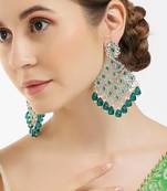 Luxurious emerald chandelier earrings - traditional indian statement jewelry for wedding & festival elegance