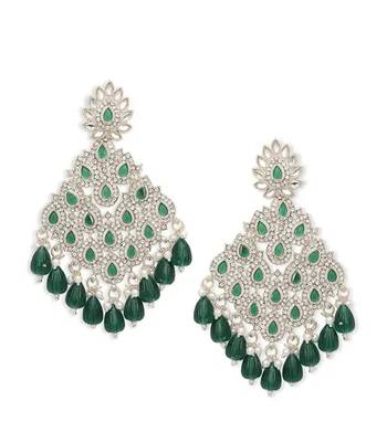 Luxurious emerald chandelier earrings - traditional indian statement jewelry for wedding & festival elegance 3