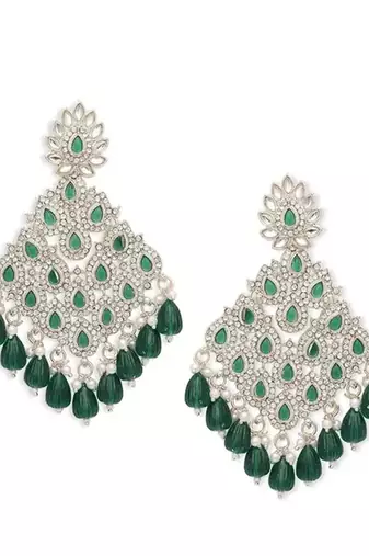 Luxurious emerald chandelier earrings - traditional indian statement jewelry for wedding & festival elegance