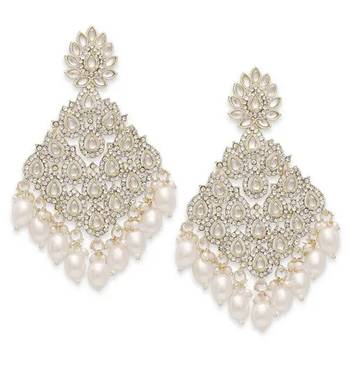 Luxurious white chandelier earrings - traditional indian statement jewelry for wedding & festival elegance 3