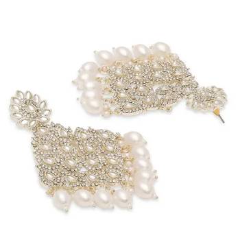 Luxurious white chandelier earrings - traditional indian statement jewelry for wedding & festival elegance 4