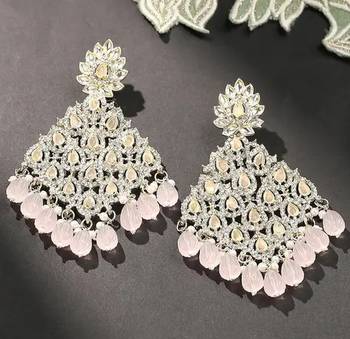 Luxurious pink chandelier earrings - traditional indian statement jewelry for wedding & festival elegance 2