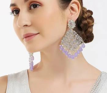 Luxurious purple chandelier earrings - traditional indian statement jewelry for wedding & festival elegance 1