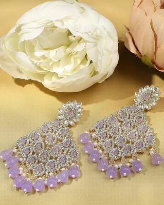Luxurious purple chandelier earrings - traditional indian statement jewelry for wedding & festival elegance 2