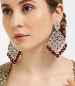 Luxurious maroon chandelier earrings - traditional indian statement jewelry for wedding & festival elegance