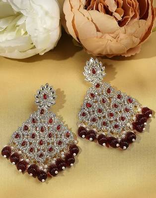 Luxurious maroon chandelier earrings - traditional indian statement jewelry for wedding & festival elegance 2