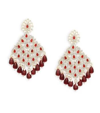 Luxurious maroon chandelier earrings - traditional indian statement jewelry for wedding & festival elegance 3