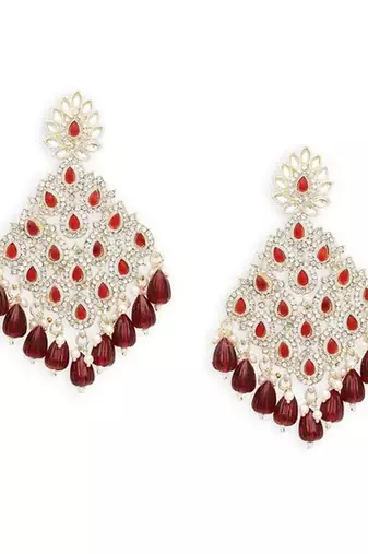Luxurious maroon chandelier earrings - traditional indian statement jewelry for wedding & festival elegance