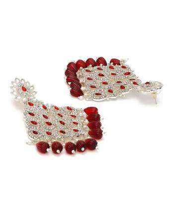 Luxurious maroon chandelier earrings - traditional indian statement jewelry for wedding & festival elegance 4