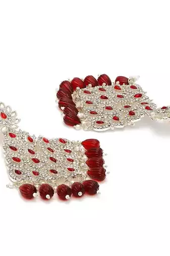 Luxurious maroon chandelier earrings - traditional indian statement jewelry for wedding & festival elegance