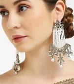 Victorian pearl tassel earrings - vintage-inspired silver chandelier earrings for wedding & festive wear