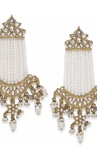 Victorian pearl tassel earrings - vintage-inspired silver chandelier earrings for wedding & festive wear