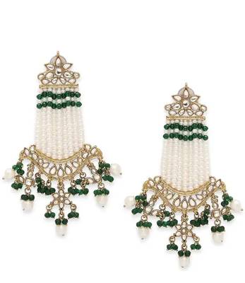 Victorian pearl tassel earrings - vintage-inspired silver chandelier earrings for wedding & festive wear 3