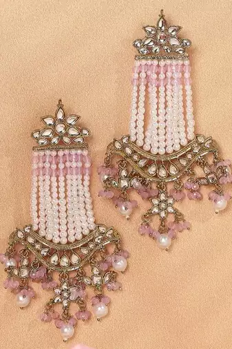 Victorian pearl tassel earrings - vintage-inspired silver chandelier earrings for wedding & festive wear