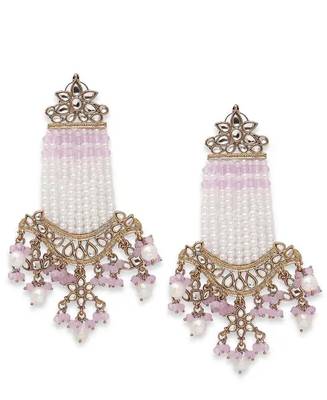 Victorian pearl tassel earrings - vintage-inspired silver chandelier earrings for wedding & festive wear 3