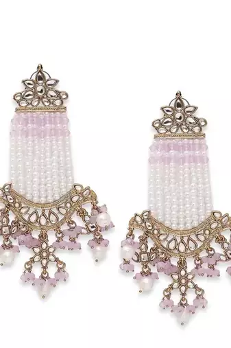 Victorian pearl tassel earrings - vintage-inspired silver chandelier earrings for wedding & festive wear