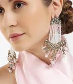 Victorian pearl tassel earrings - vintage-inspired silver chandelier earrings for wedding & festive wear