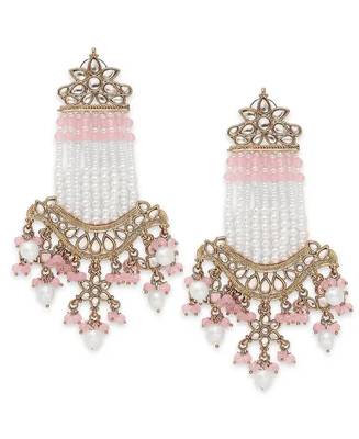 Victorian pearl tassel earrings - vintage-inspired silver chandelier earrings for wedding & festive wear 3