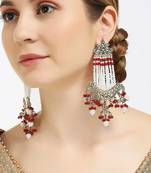 Victorian pearl tassel earrings - vintage-inspired silver chandelier earrings for wedding & festive wear