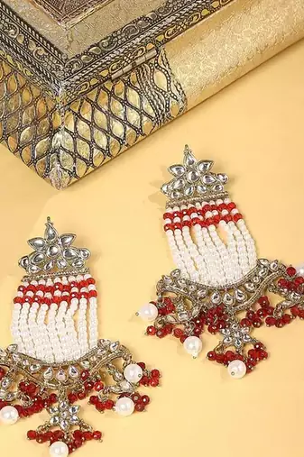 Victorian pearl tassel earrings - vintage-inspired silver chandelier earrings for wedding & festive wear