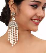 Elegant kundan pearl waterfall earrings - bridal chandelier earrings for wedding & festive occasions