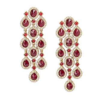 Luxurious ruby cascade earrings - crystal-embellished statement earrings for wedding & festival glamour 3