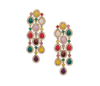 Luxurious multicolor cascade earrings - crystal-embellished statement earrings for wedding & festival glamour 3