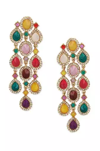 Luxurious multicolor cascade earrings - crystal-embellished statement earrings for wedding & festival glamour