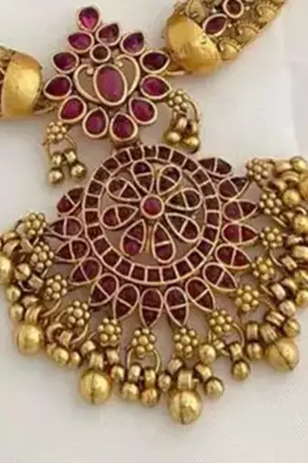 Traditional gold-plated kundan necklace set with red stones handcrafted ethnic bridal jewelry- festival & wedding wear