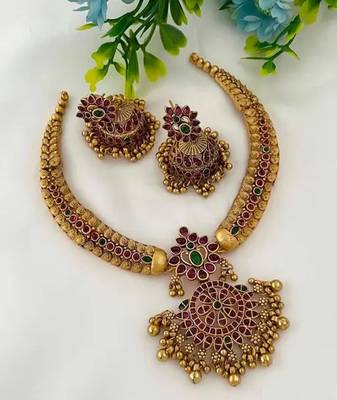 Traditional gold-plated kundan necklace set with multi stones handcrafted ethnic bridal jewelry- festival & wedding wear 1