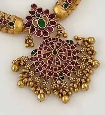 Traditional gold-plated kundan necklace set with multi stones handcrafted ethnic bridal jewelry- festival & wedding wear 2