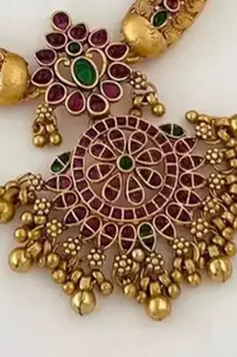 Traditional gold-plated kundan necklace set with multi stones handcrafted ethnic bridal jewelry- festival & wedding wear