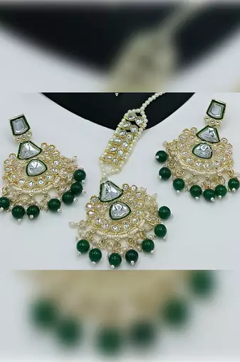 Kundan choker set with pearl tassels - premium glass cut stone wedding collection