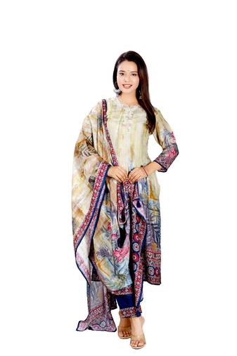 Women's digital print ethnic straight kurta set for women with dupatta