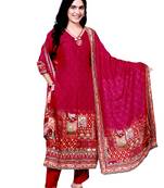 Women's digital print ethnic red kurta set for women with dupatta
