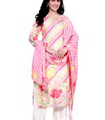 Women's leheriya digital print v-neck kurta set for women with dupatta