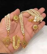 Elegant pendant and pearl earrings set – gold-plated bridal jewelry