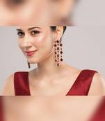 Luxurious ruby cascade earrings - crystal-embellished statement earrings for wedding & festival glamour