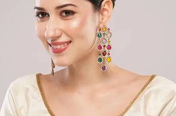 Luxurious multicolor cascade earrings - crystal-embellished statement earrings for wedding & festival glamour 2