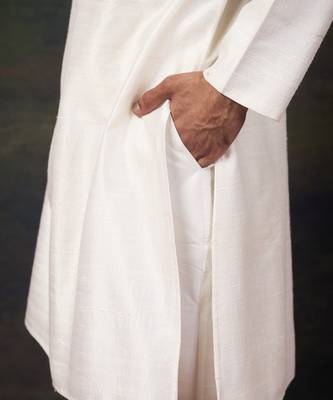 White mirror work kurta with matching pyjama 2