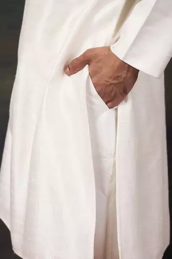 White mirror work kurta with matching pyjama