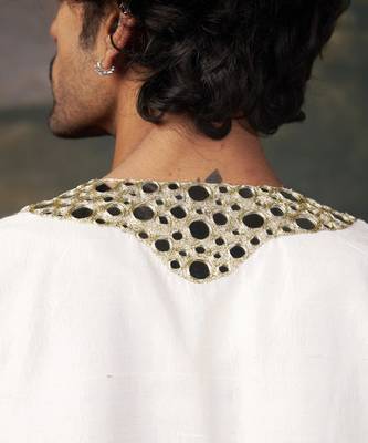 White mirror work kurta with matching pyjama 3