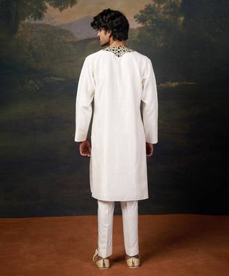 White mirror work kurta with matching pyjama 4
