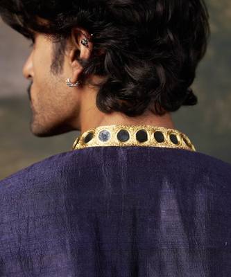 Blue heavy mirror work kurta with matching pyjama 2