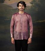 Purple pure organza hand-embroidered shirt