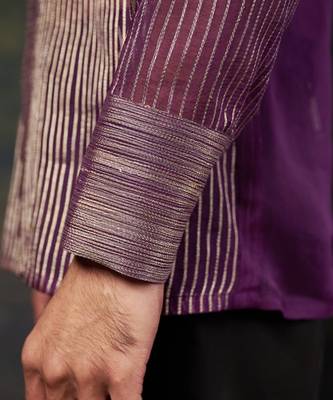 Purple pure organza hand-embroidered shirt 2