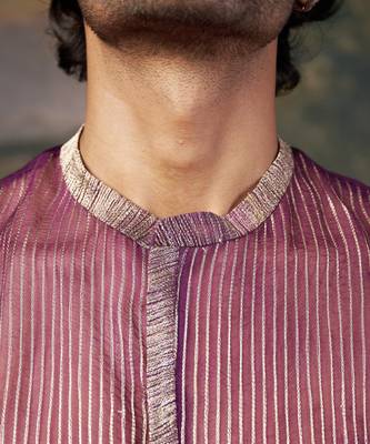 Purple pure organza hand-embroidered shirt 4